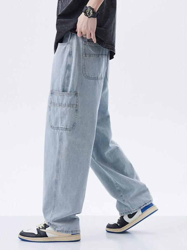 Men's Full Size Washed Wide Leg Jeans Plus Size