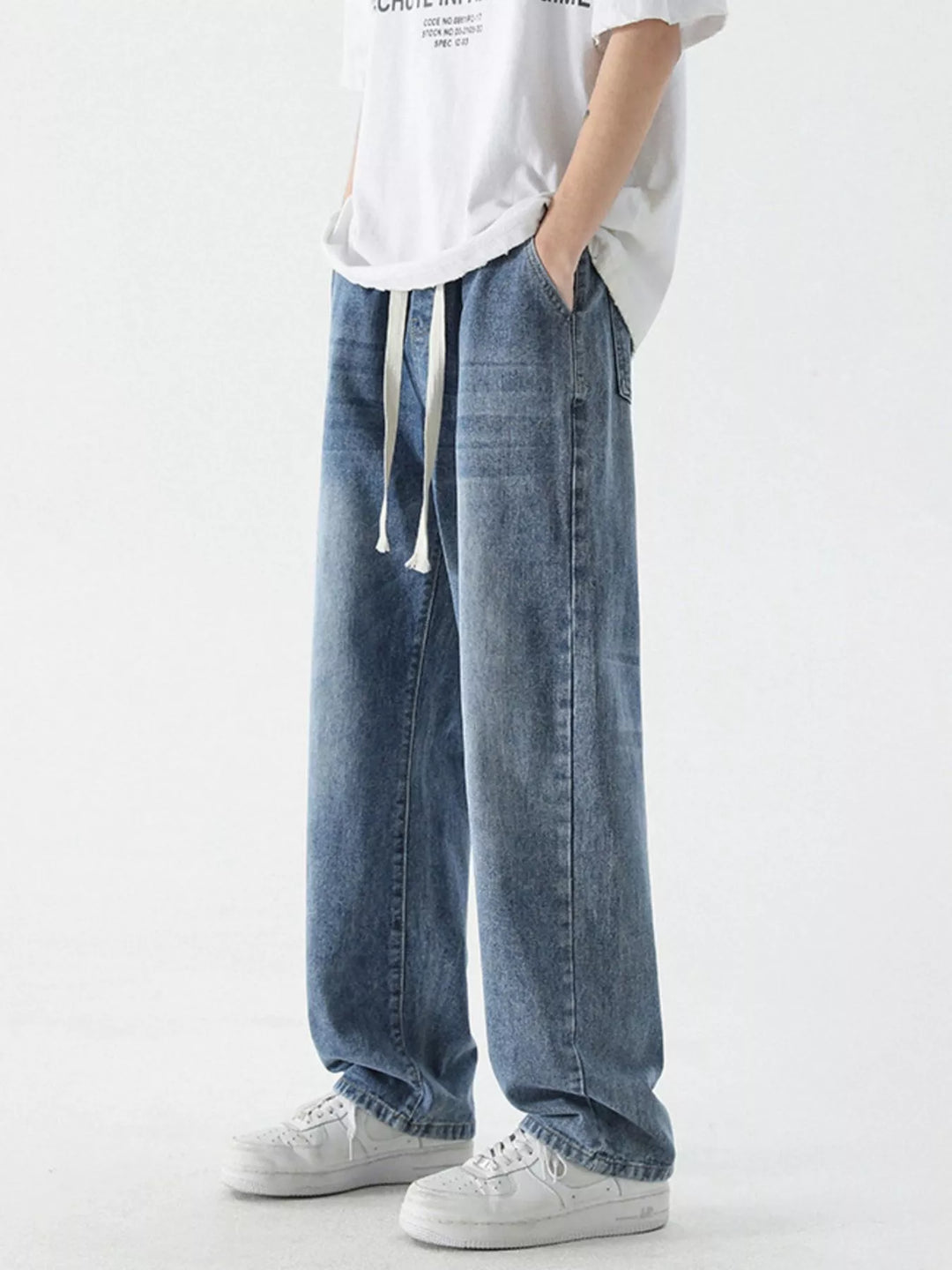 Men's Full Size Wide Leg Relaxed Fit Vintage Wash Jeans Plus Size