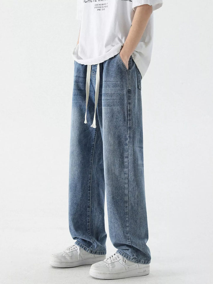 Men's Full Size Wide Leg Relaxed Fit Vintage Wash Jeans Plus Size
