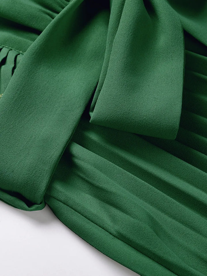 Tied Surplice Cap Sleeve Pleated Dress