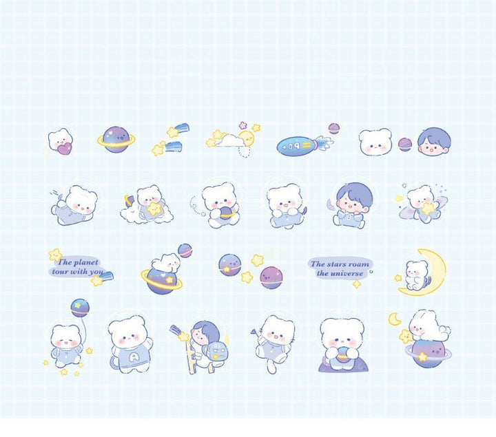 Waxy Ji Blue Continuous Series Cartoon Cute Hand Tent DIY Decorative Stickers