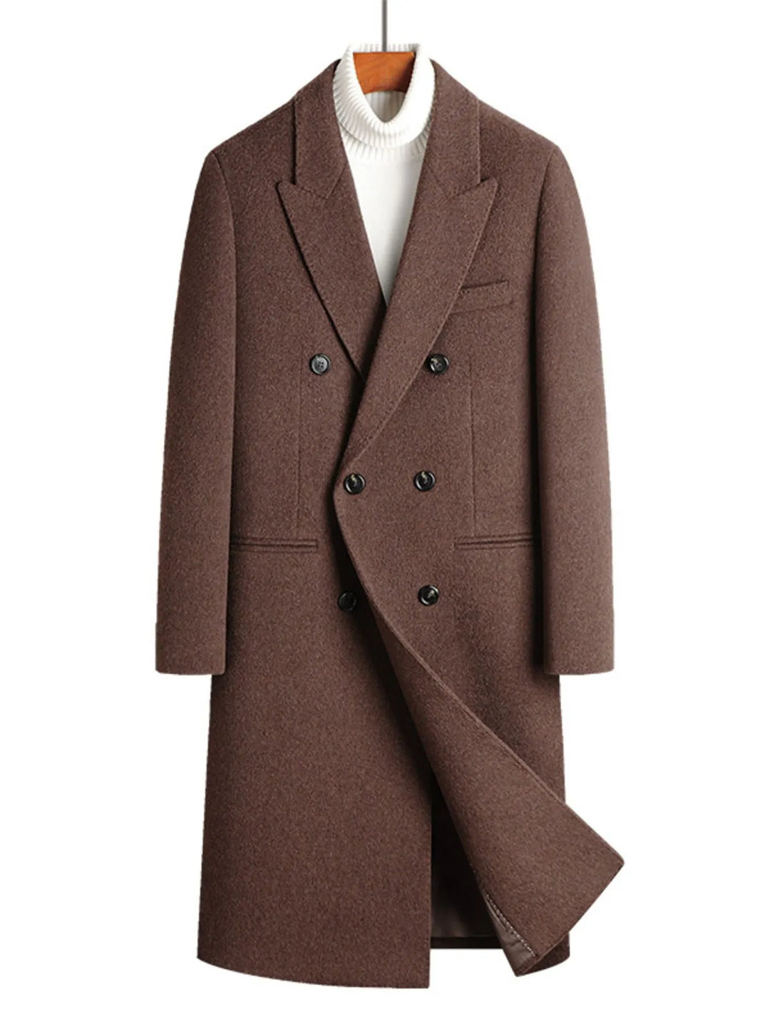 Men's Plus Size Double-Breasted Wool Overcoat