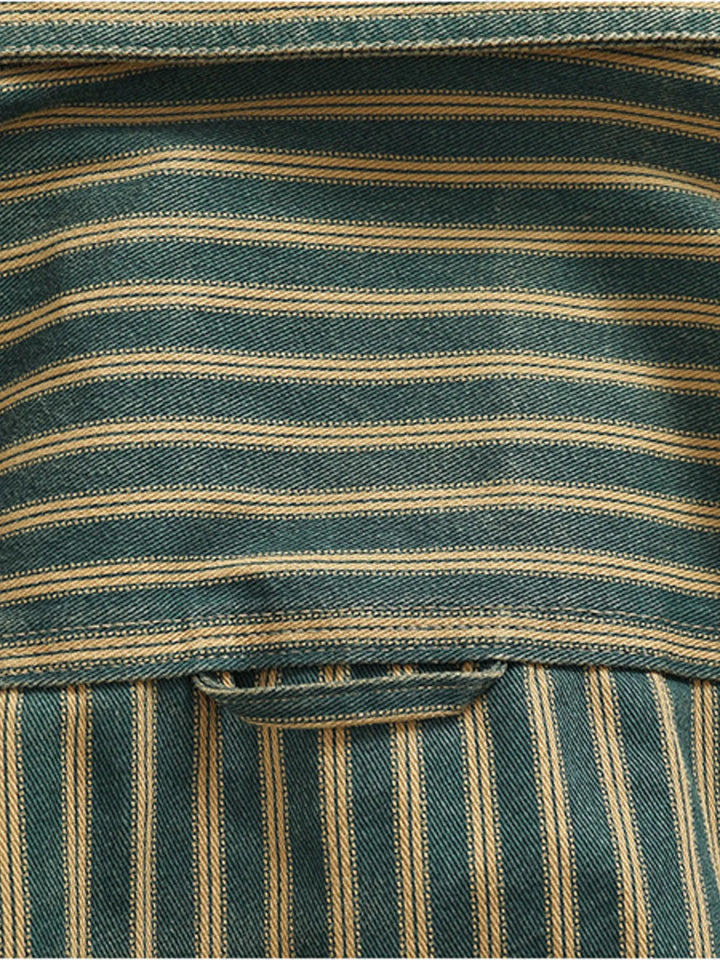 Men's Plus Size Striped Button Up Long Sleeve Shirt