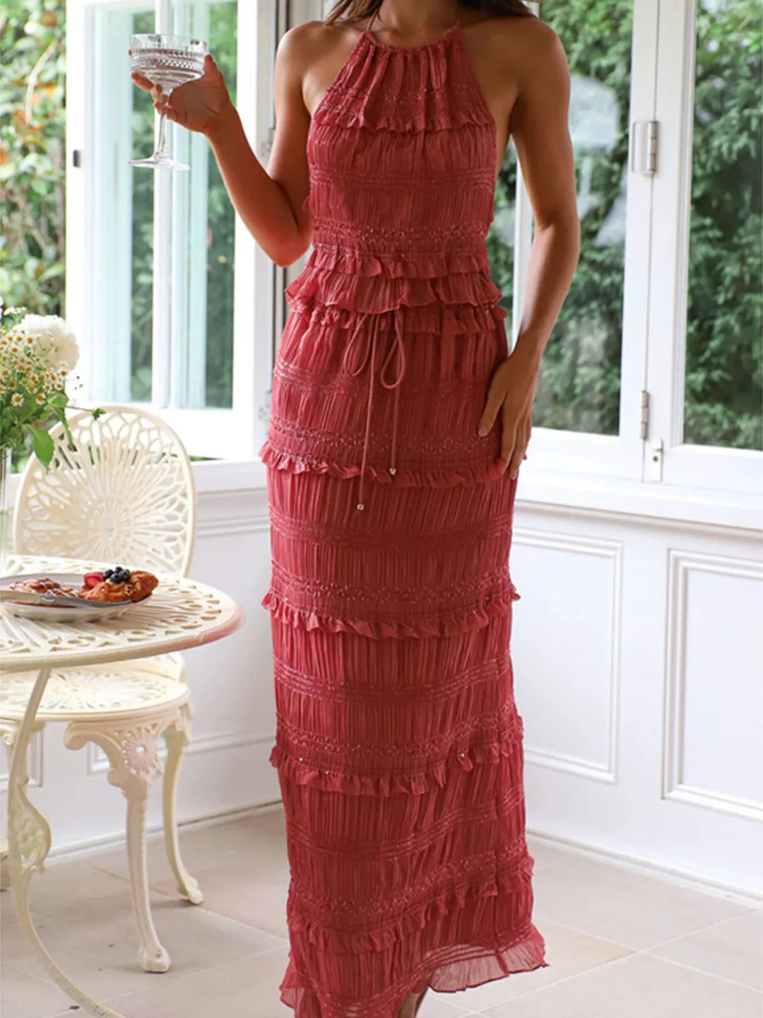 Sleeveless Top and Maxi Skirt Set