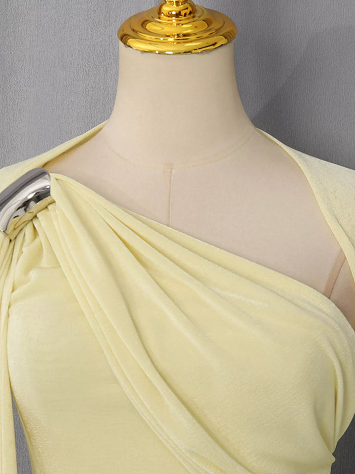 One-Shoulder Draped Maxi Dress