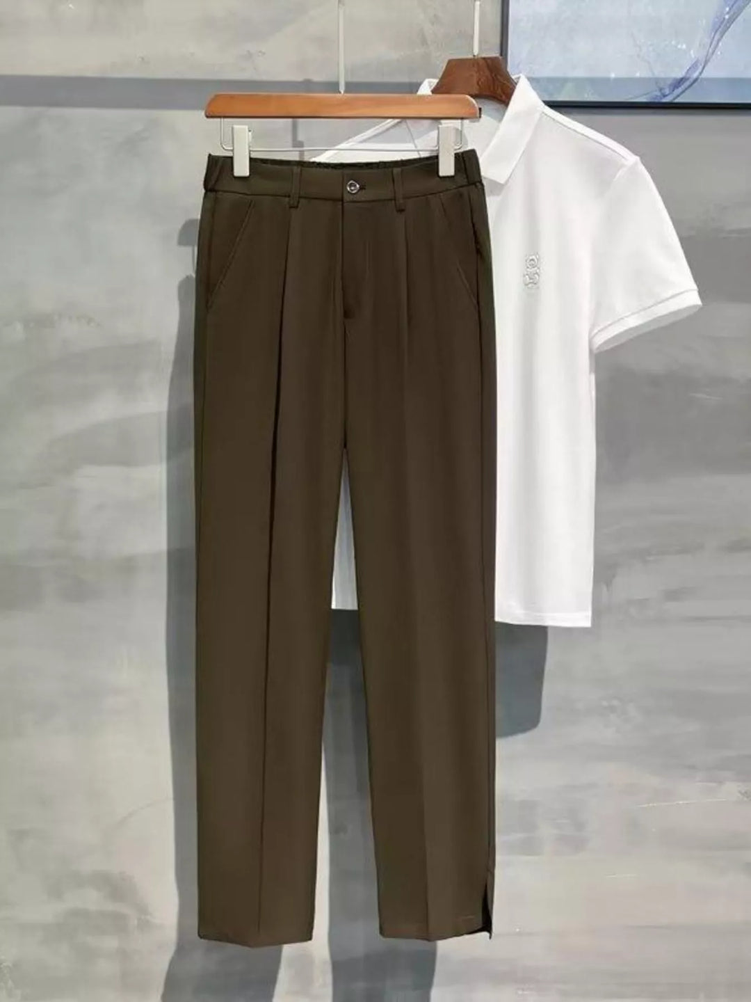 Men's Full Size Seam Detail Straight-Leg Pants Plus Size