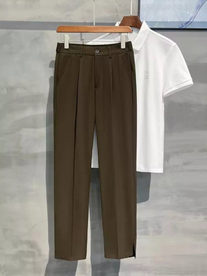 Men's Full Size Seam Detail Straight-Leg Pants Plus Size