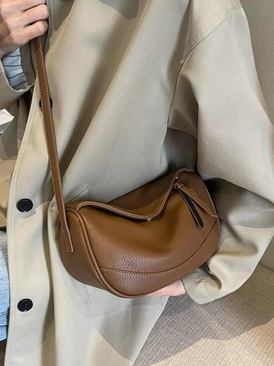 Minimalist Style Leather Crossbody Bag