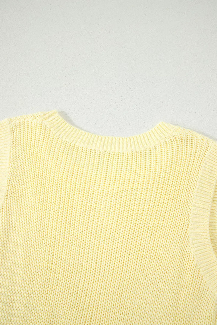 Solid Color Cropped Knit Knot Back Cutout Sweater Tank