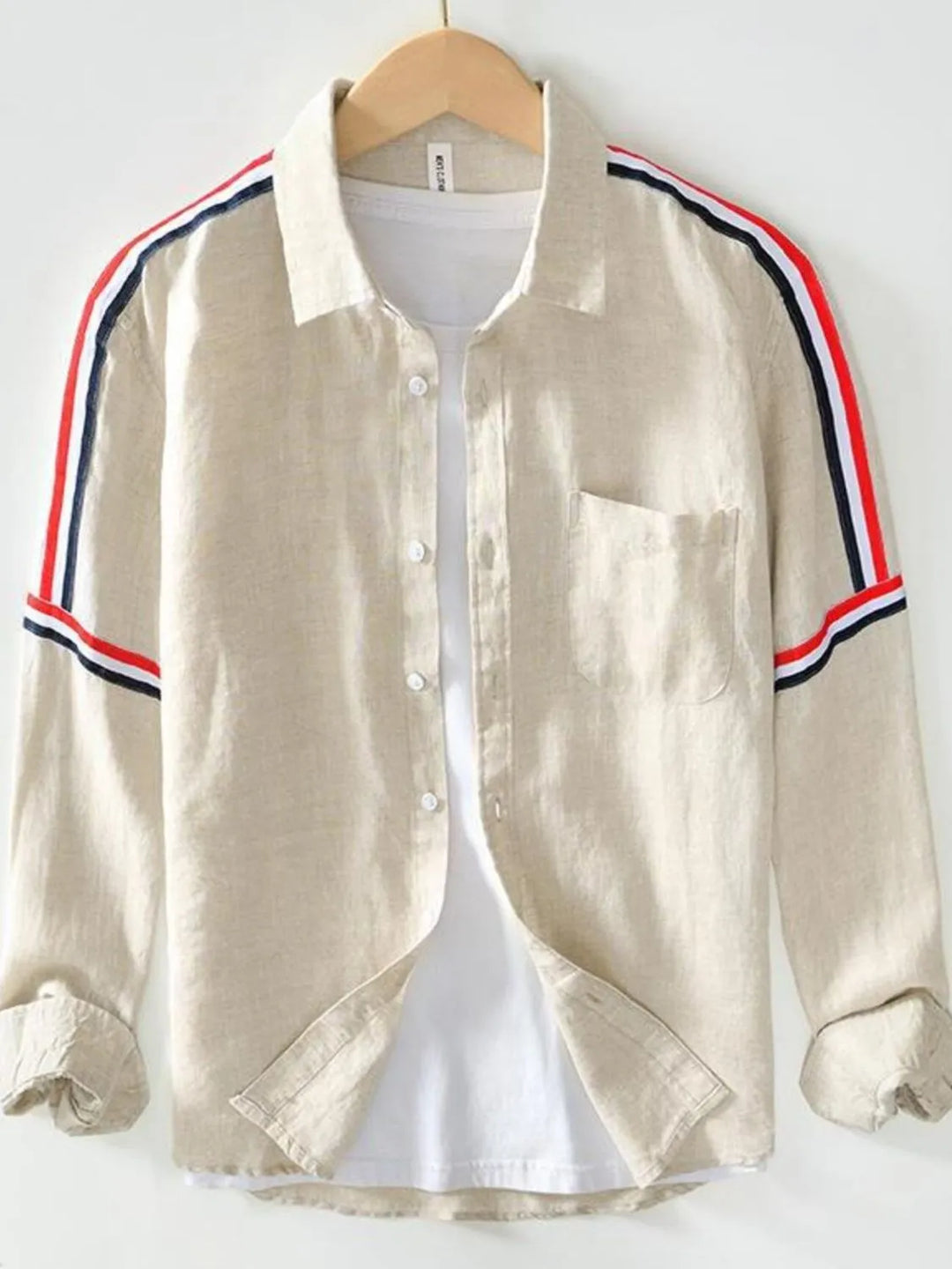 Men's Plus Size Button Up Striped Long Sleeve Shirt