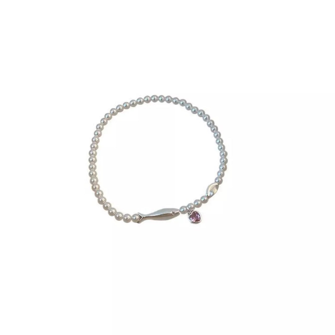 Pearl Fish Bracelet with Heart Charm
