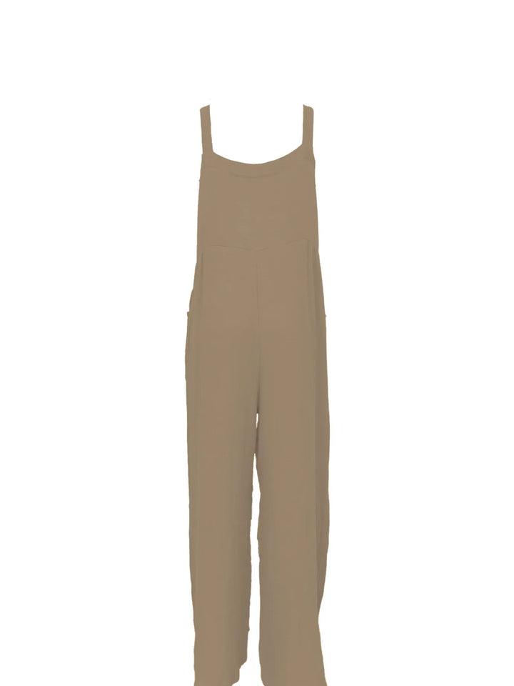 Full Size Casual Wide Leg Textured Overalls Plus Size