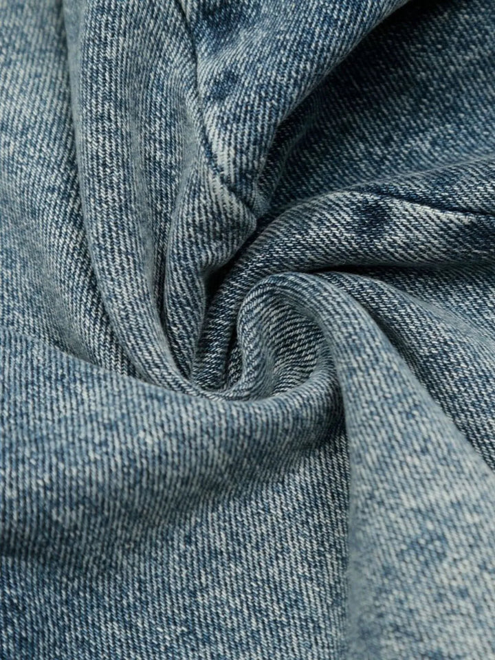 Men's Washed Wide-Leg Denim Shorts