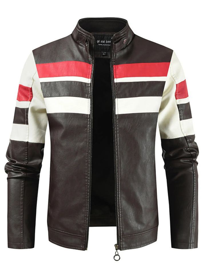 Men's Plus Size Contrast Zip Up Long Sleeve Jacket