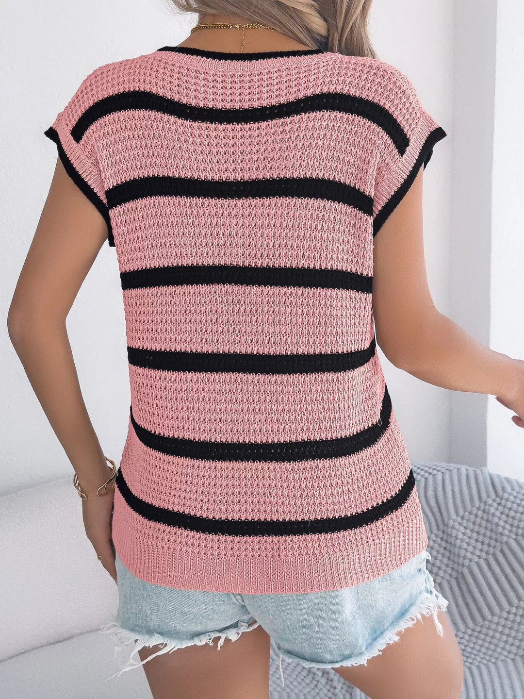 Striped Round Neck Knit Sweater