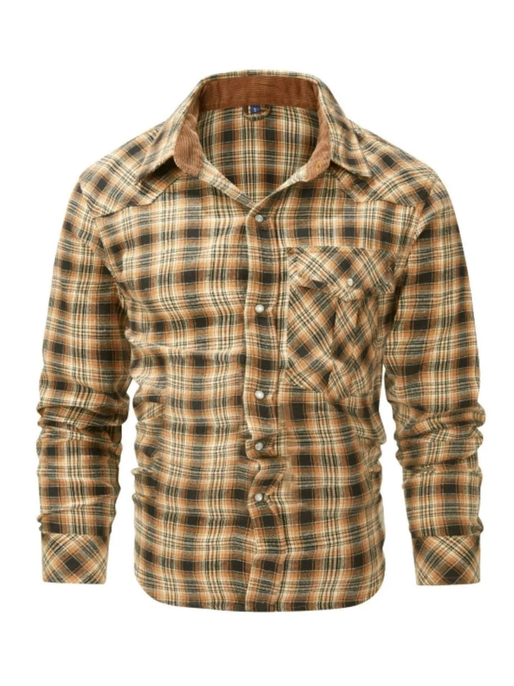 Men's Vintage Plaid Button Up Shirt