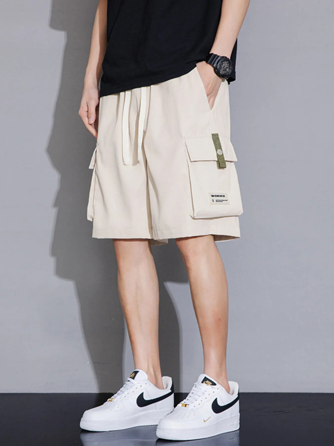 Men's Plus Size Casual Cargo Shorts with Drawstring