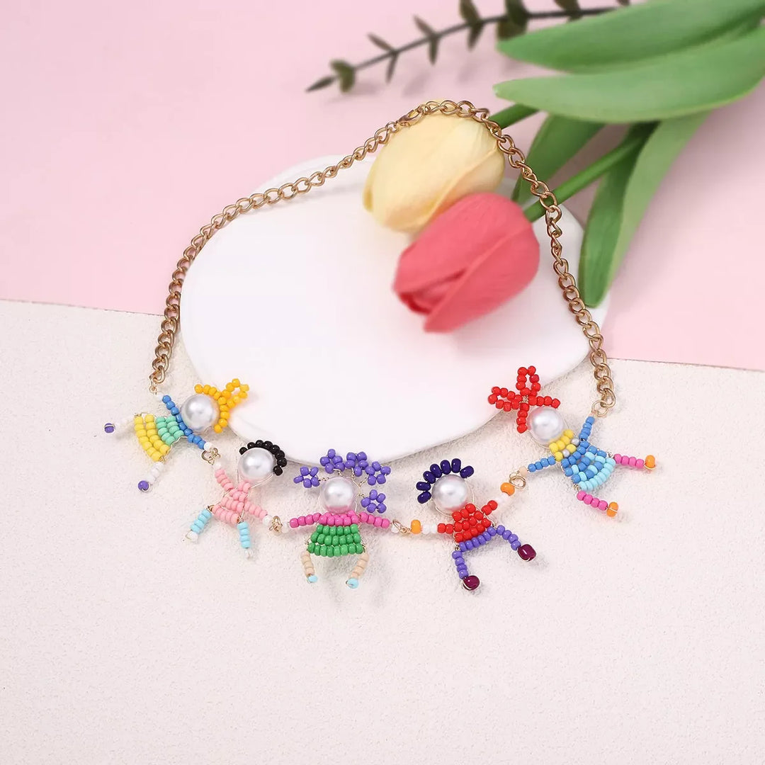 18K Gold-Plated Bead Charm Necklace