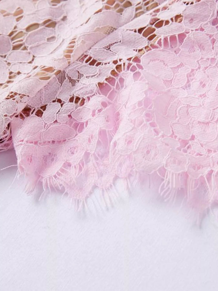Lace Short Sleeve Mermaid Dress