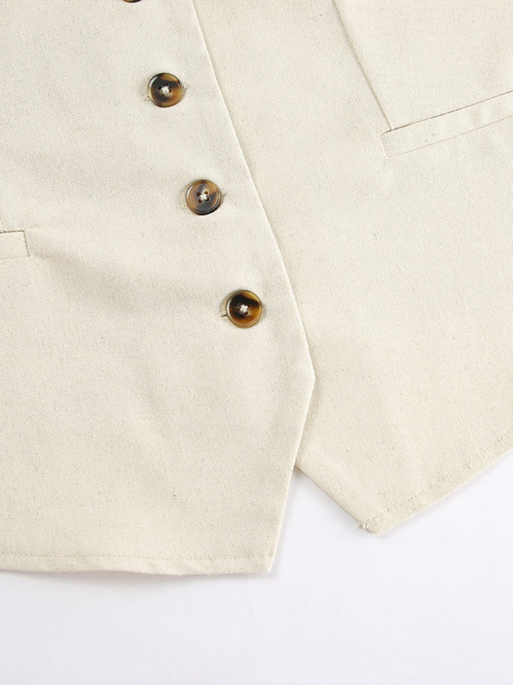 Button Up Vest and Shorts Set