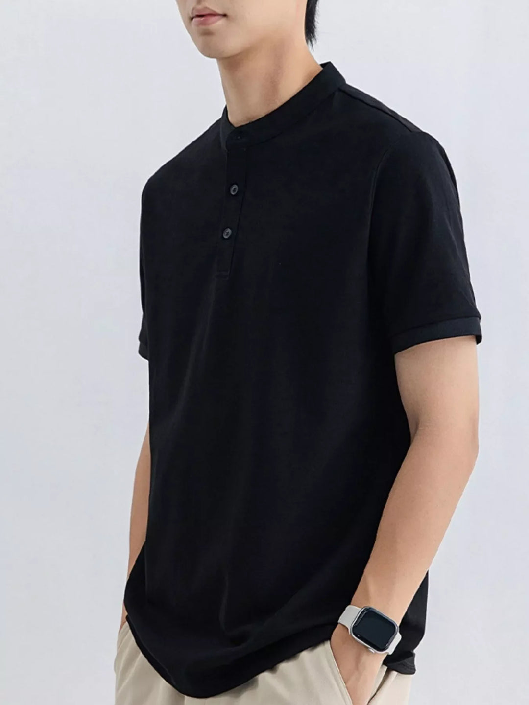 Men's Plus Size Button Detail Short Sleeve T-Shirt