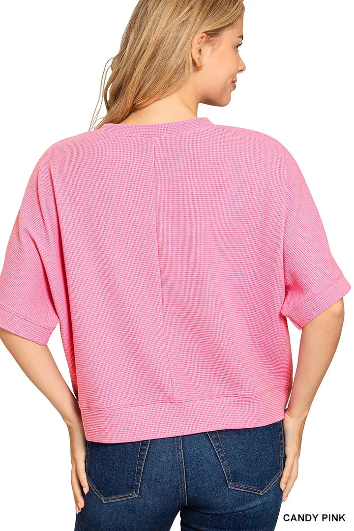 Zenana Double Knit Banded Bottom Short Sleeve Top