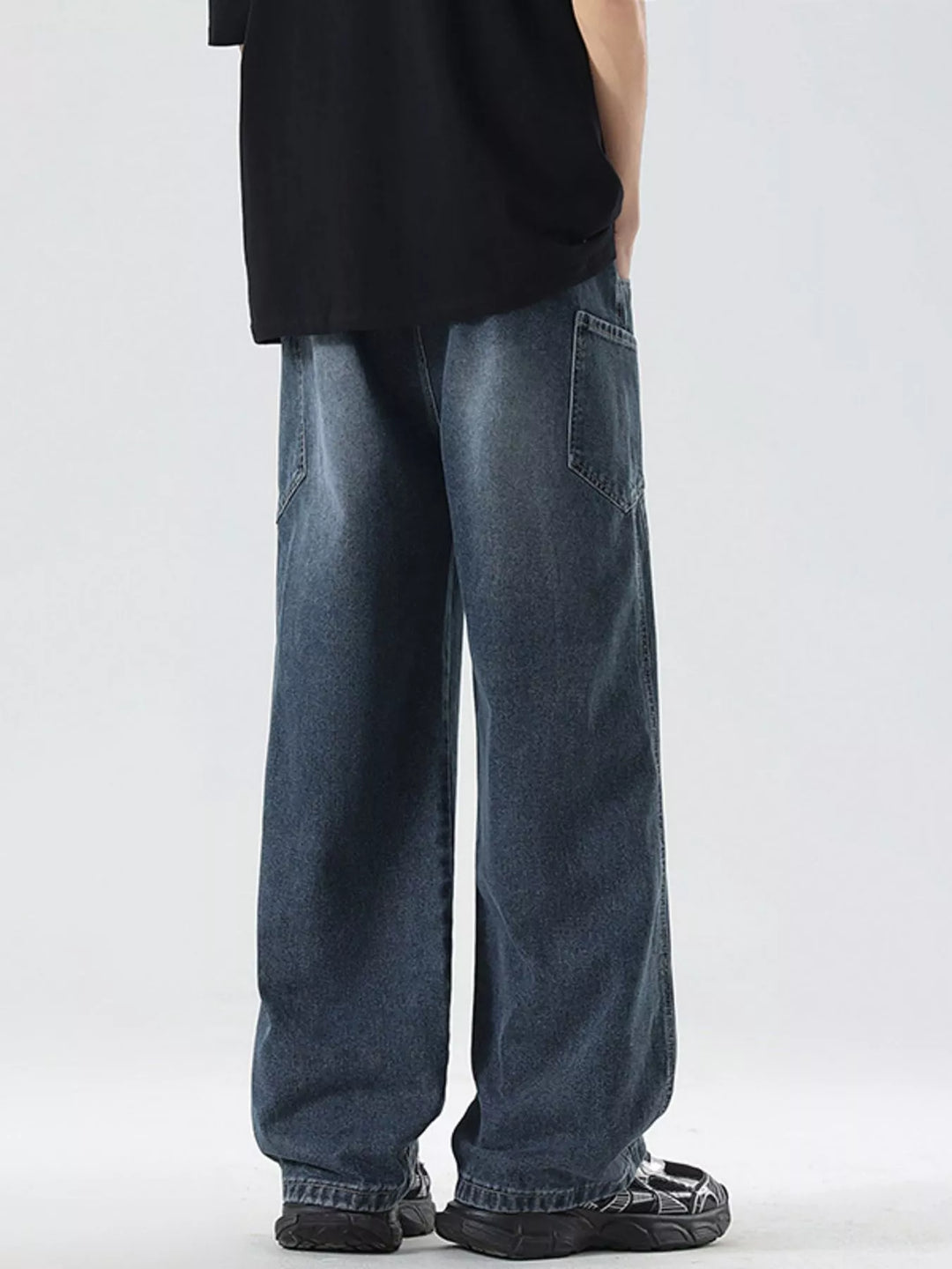 Men's Full Size Vintage Wash Wide Leg Jeans Plus Size