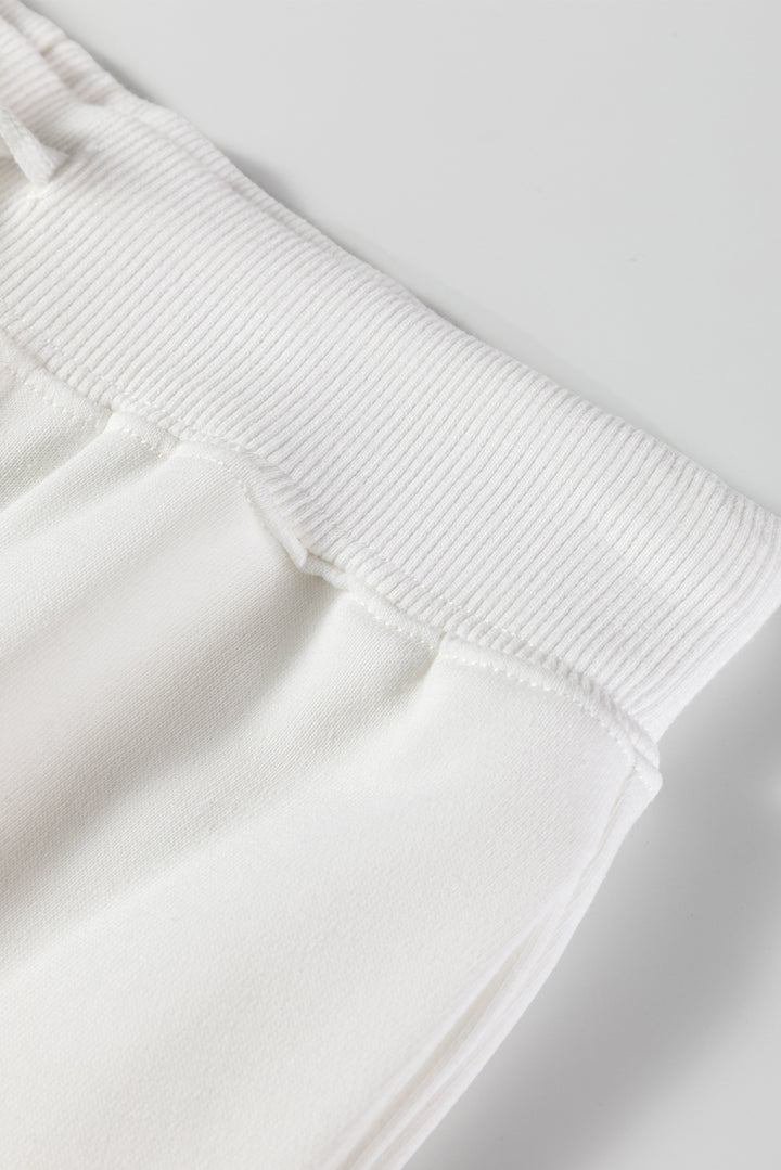 Beige Striped Drop Shoulder Round Neck Pullover and Jogger Pants Active Outfit