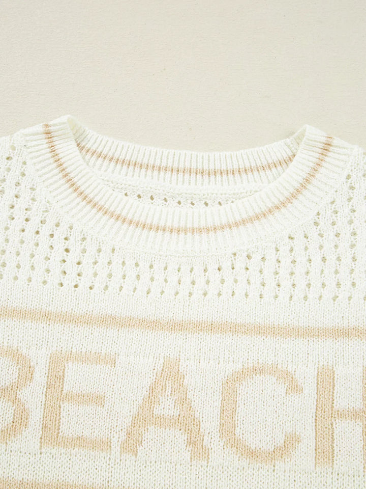BEACH Hollow Out Knitted Lightweight Dolman Sweater