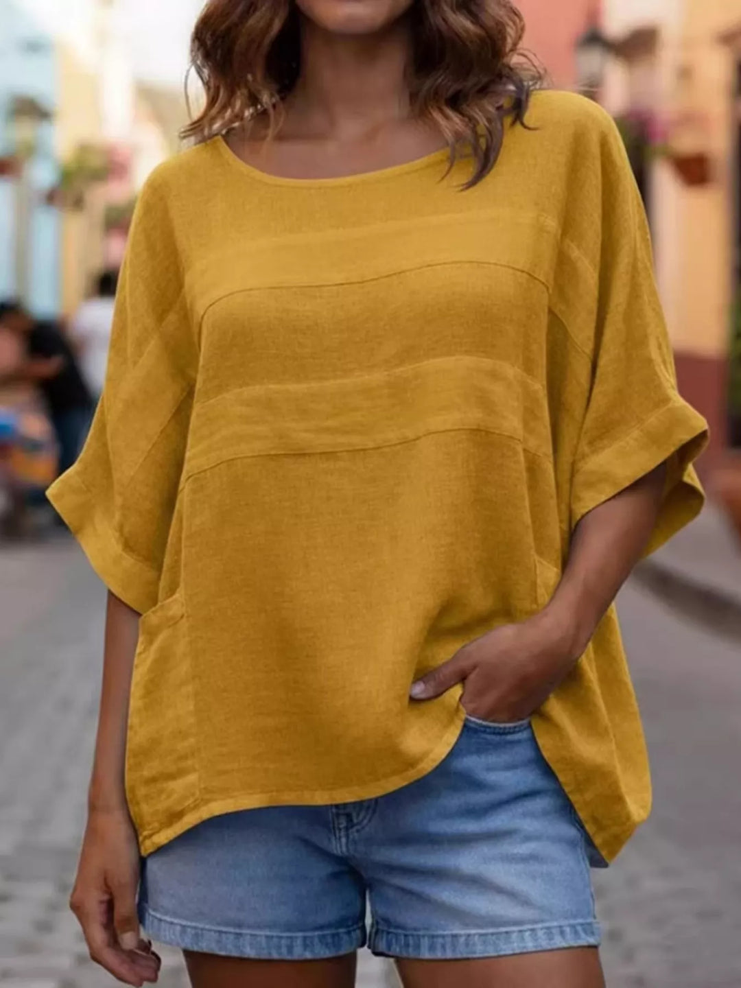Full Size Casual Loose Round Neck Blouse Plus Size