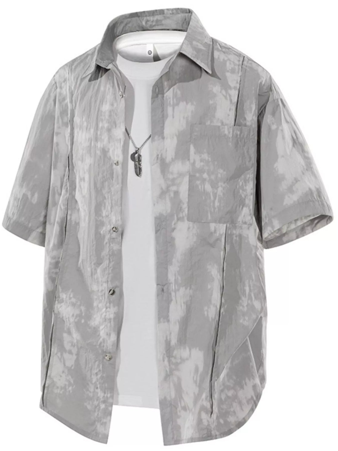 Men's Plus Size Tie-Dye Print Casual Short Sleeve Shirt