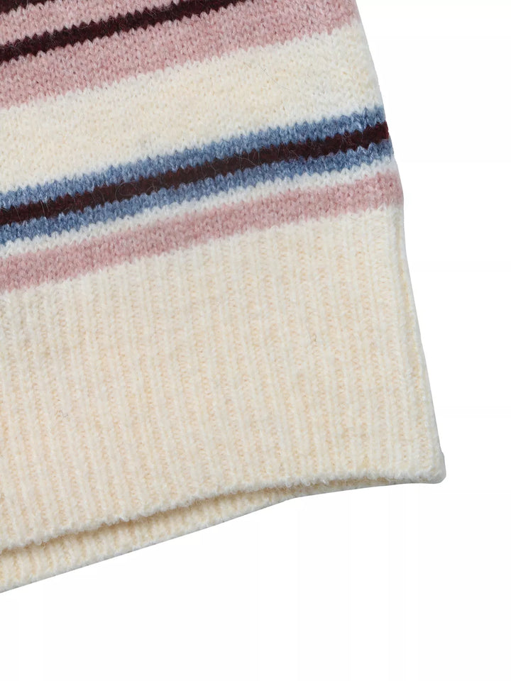 Striped Polo Collar Sweater