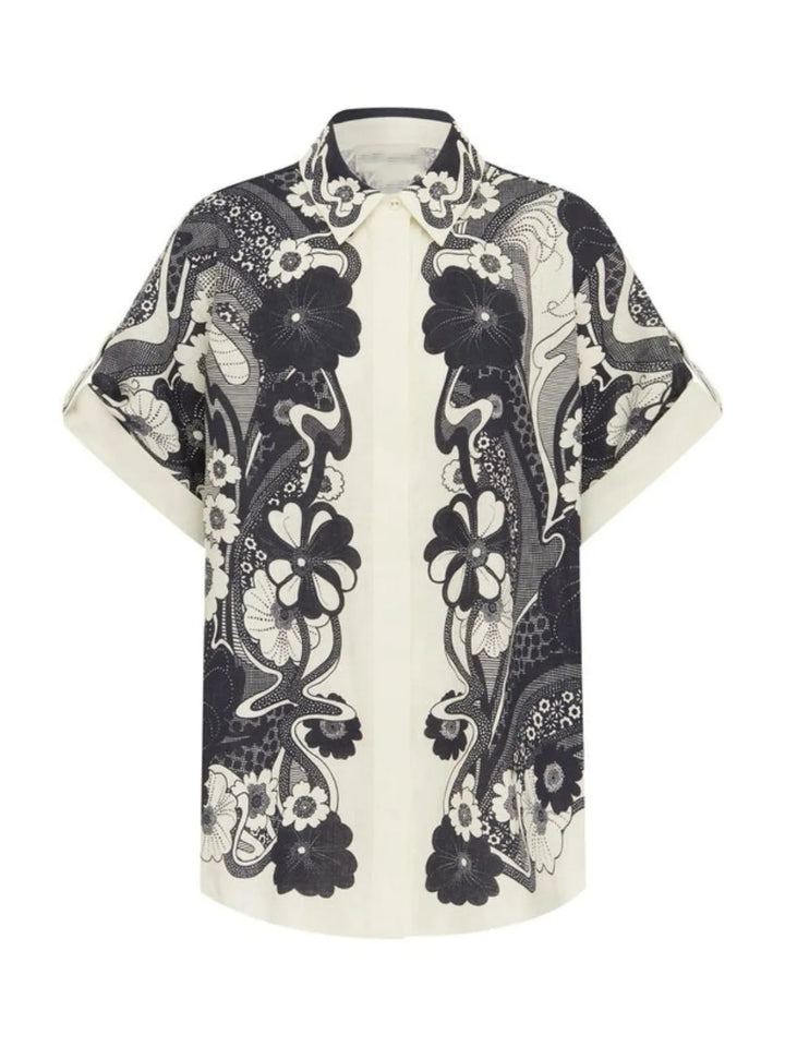Printed Button Up Shirt and Pants Set