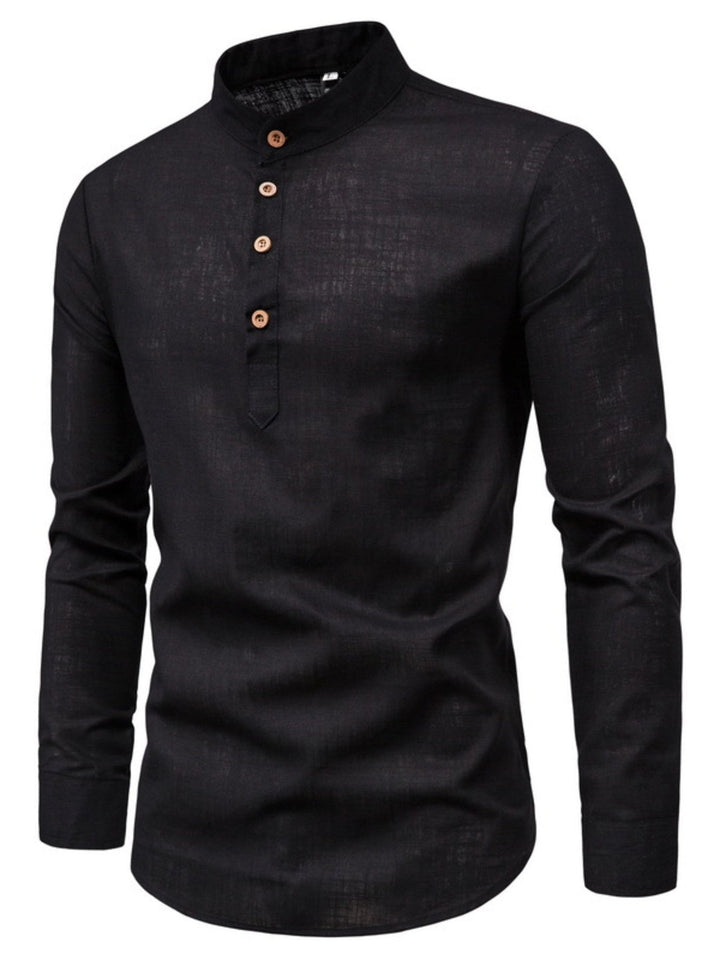 Men's Plus Size Button Detail Long Sleeve Shirt