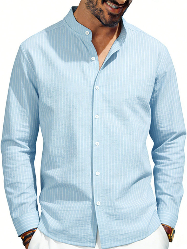 Men's Full Size Striped Long Sleeve Shirt Plus Size