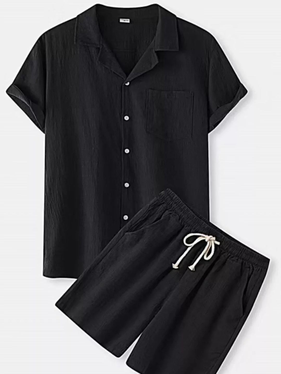 Men's Full Size Button Up Short Sleeve Shirt and Shorts Set Plus Size