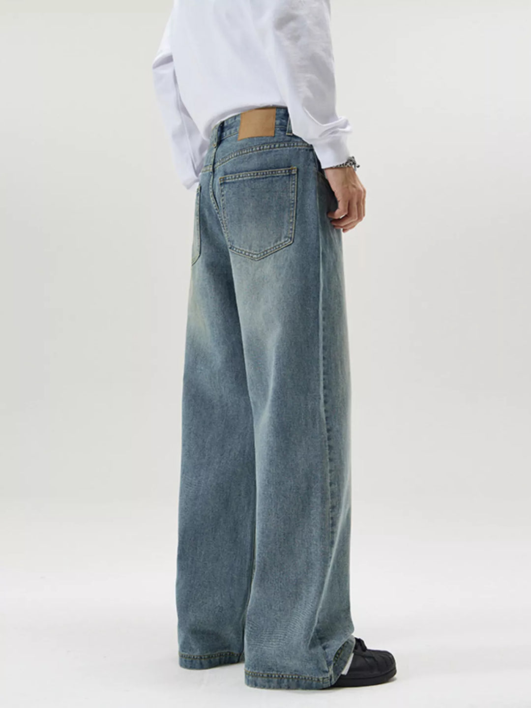 Men's Full Size Vintage Wash Wide Leg Jeans Plus Size