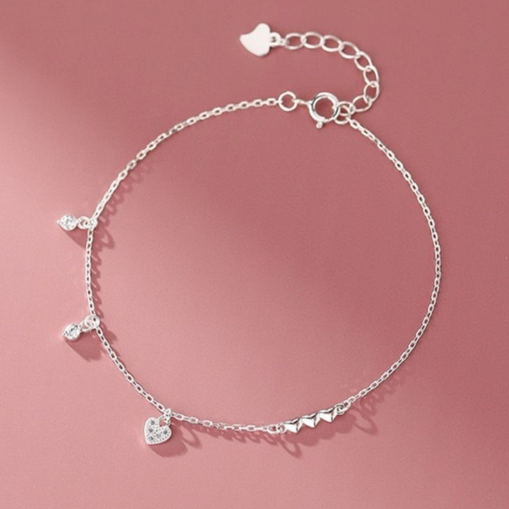 Heart Charm 925 Sterling Silver Bracelet