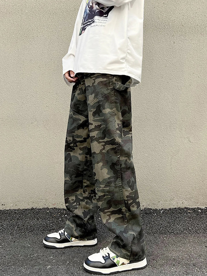Men's Full Size Camouflage Loose Fit Jeans Plus Wize