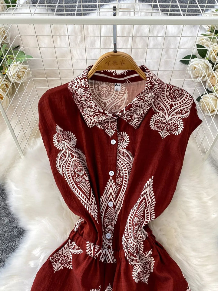 Button Front Wide Leg Jumpsuit