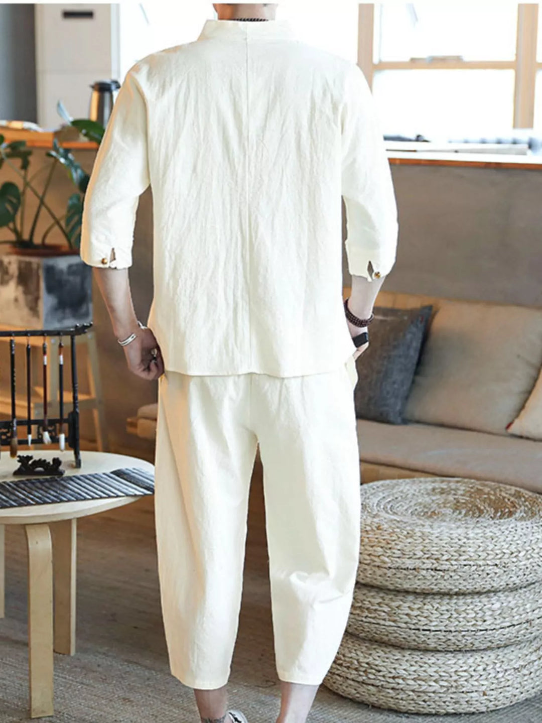 Men's Plus Size 3/4 Sleeve Top and Pants Set
