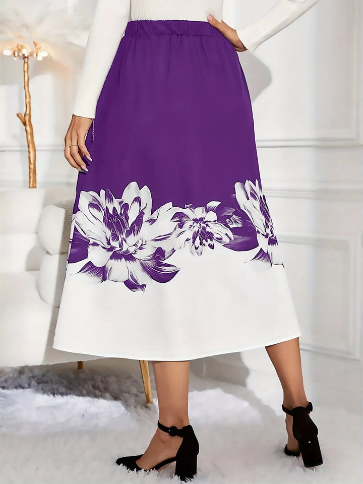 Floral Print A-Line Midi Skirt