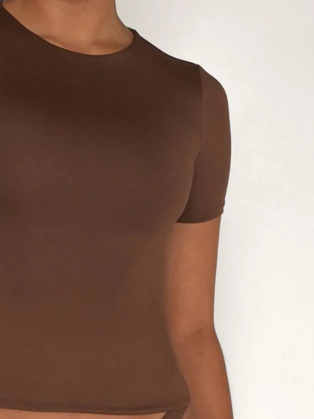 Round Neck Short Sleeve Swim Top