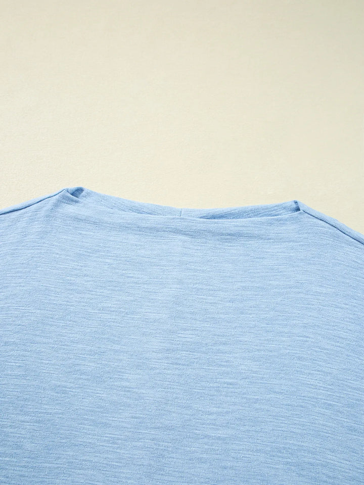Solid Color Batwing Long Sleeve Top