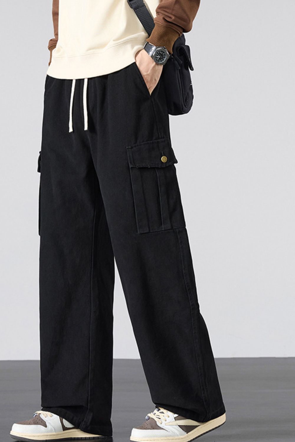 Men's Plus Size Drawstring Loose Fit Cargo Pants