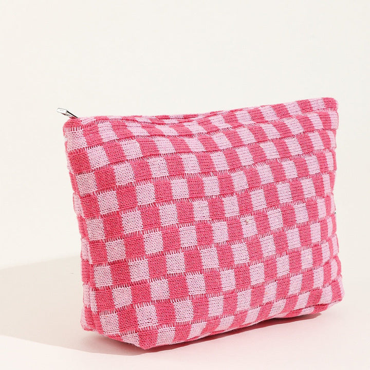 Large-capacity Yarn Checkerboard Makeup Bag