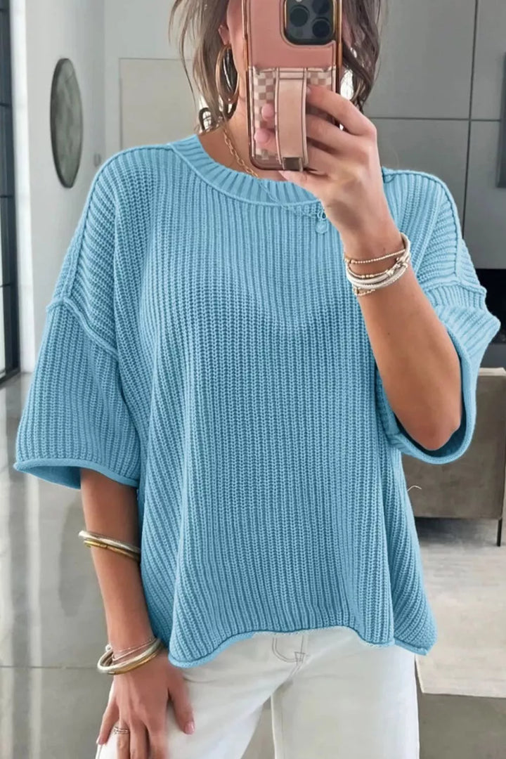 Casual Knit Half Sleeve Sweater
