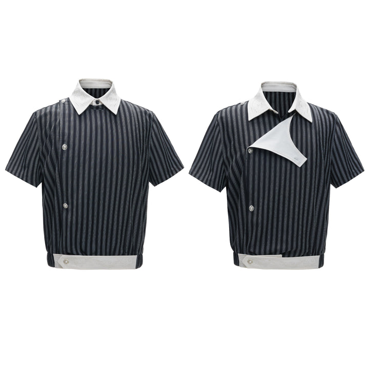 Embroidered Luxurious Short-sleeve T-shirt With A Slanted Placket