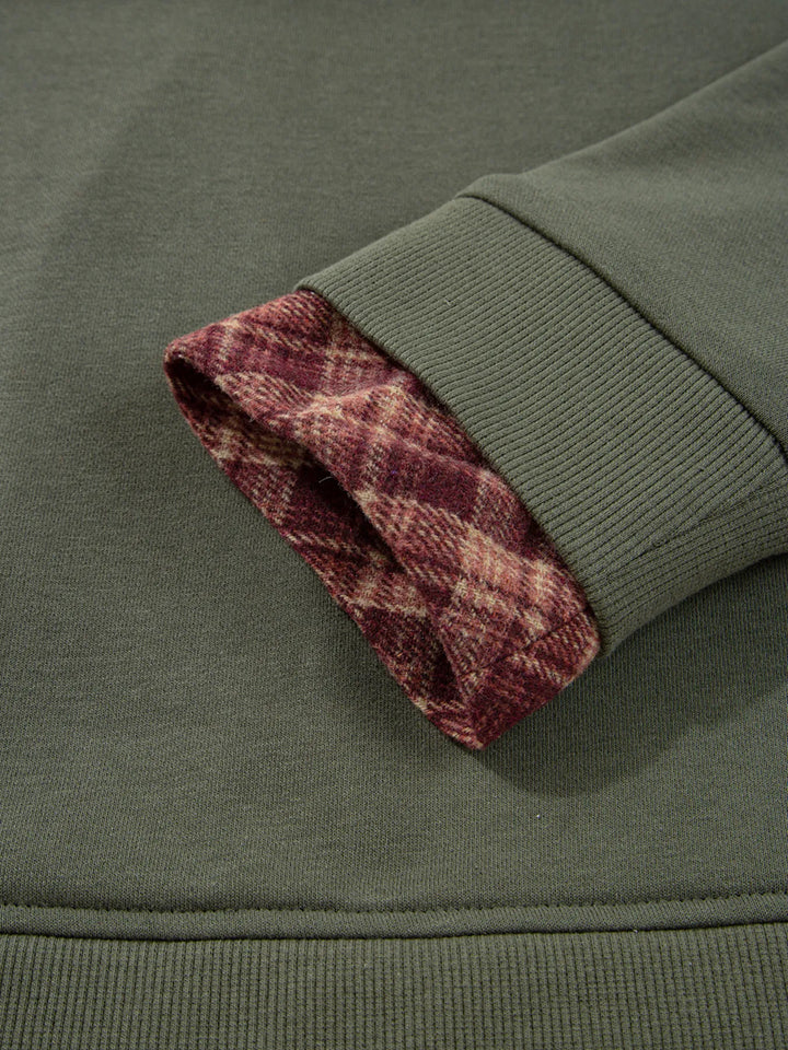Plaid Patchwork Drop Shoulder Sweatshirt