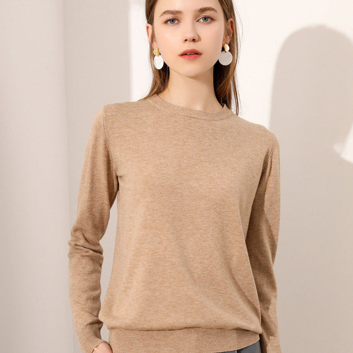 Lightweight Long-sleeve Crew-neck Wool Knit Sweater